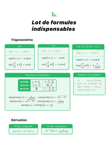 Formules indispensables